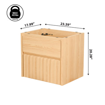 Sherwin Slat Modern Coastal 2-Drawer Wall Mounted Bath Vanity Cabinet Only (Sink Basin Not Included) - JONATHAN Y
